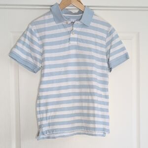 Old Navy Light Blue and White Striped Polo